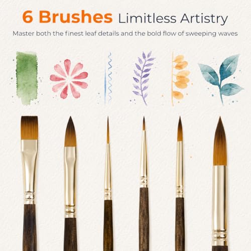 Nicpro 6Pcs Travel Watercolor Brushes Set, Professional Paint Brush - size: 6 PCS