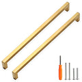 Cabinet Pulls Gold Cabinet Handles Square Drawer Pulls, 10 Pack 13-4/5 Inch Stainless Steel Kitchen Door Cupboard Cabinet Handles, Drawer Hardware Handles, 352mm Hole Centers - color: Gold, size: Two Hole - 13-4/5 inch Hole Centers(352mm)