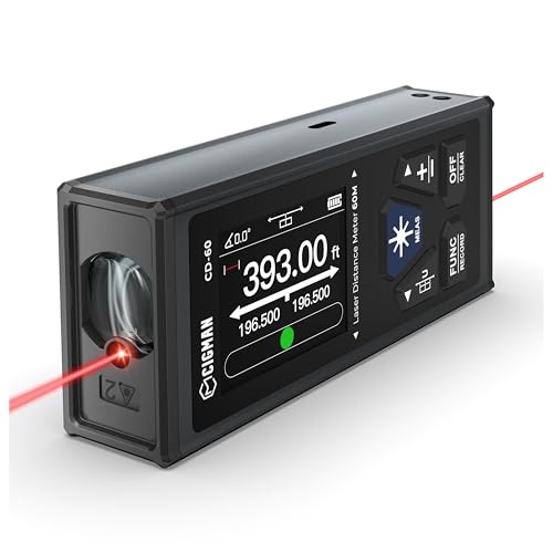 CIGMAN Dual Laser Distance Meter 393ft/120M Bilateral Laser Measurement Tool Rechargeable Laser Measure with M/in/Ft Multiple Units Multifunctional Laser Measure(Laser Level is Class II,Output<1mW) - color: CD-60 1