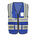 A-SAFETY Mesh High Vis Vest, Reflective Construction Vest with Pockets - color: Blue, size: Small