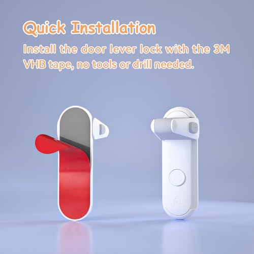 SAFELON 2 Pcs Door Lever Locks for Childproof & Petproof, Door Handle Locks for Toddlers, Baby Safety Locks for Toddlers (White)