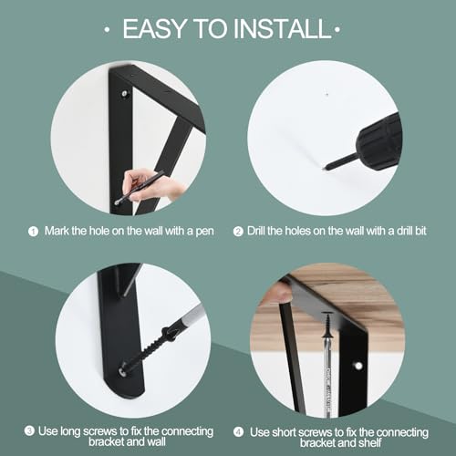 2 Pack L18 x H 12" Black Heavy Duty Shelf Brackets with Screws Metal Shelf Brackets Shelf Support Angle Brackets for Shelves L Brackets Heavy Duty Floating Shelf - size: 18''x12'', style: 2 Pack-Black