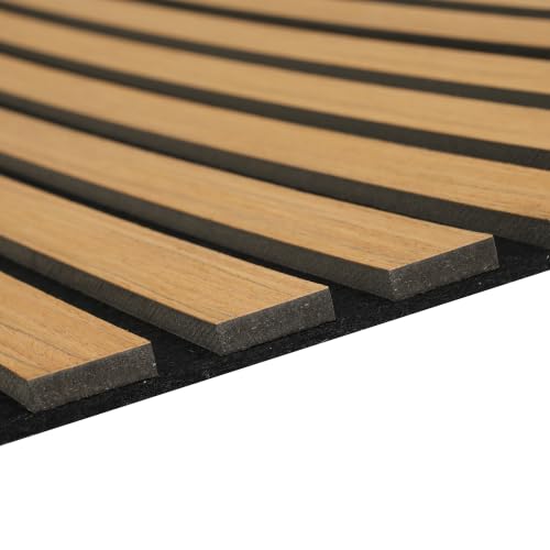 5 Pcs Wood Slatwall Panels Large Acoustic Panels for Wall 47.2 x 23.6 x 0.4 Inch Soundproof Sound Dampening Wood Veneer Sound Absorbing Wall Panel for Bedroom Home Studio Office (Teak) - color: Teak