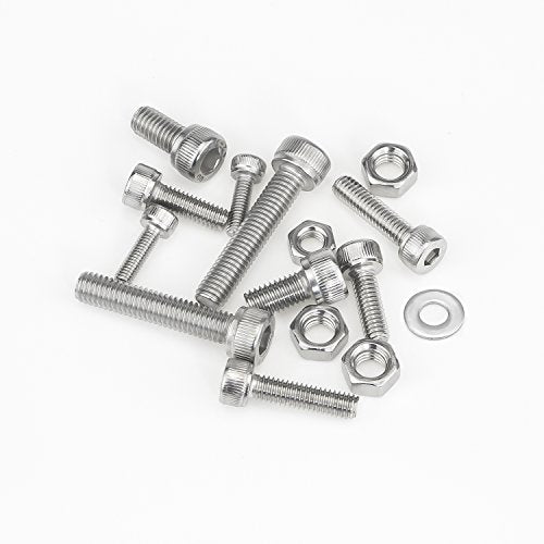 304 Stainless Steel Screws Nuts and Washers 1200PCS, Sutemribor M2 M3 M4 Hex Socket Head Cap Bolts Screws Nuts Washers Assortment Kit with Hex Wrenches
