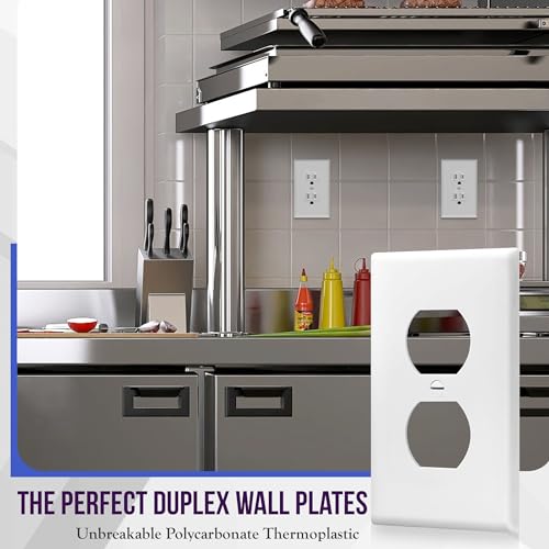 ENERLITES Duplex Receptacle Outlet Wall Plate, Size 1-Gang 4.50" x 2.76", Unbreakable Polycarbonate Thermoplastic, 8821-W, White - color: White, size: Standard Size