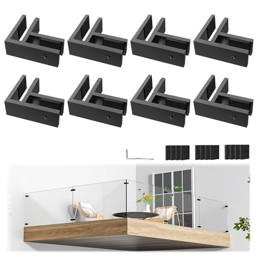 8 Pack Corner Railing Glass to Glass Clamps, Double Side Glass Clip - size: 8 Pack, style: 90 Degree