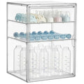 HBlife Baby Bottle Storage Organizer for Countertop Cabinet, 3 Tiers Adjustable Clear Acrylic Bottles Storage Station Case Box Container with 2 Removable Dividers and Magnetic Door, X-Large - size: X-Large, style: 3-Tier Single Door