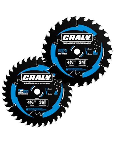 CRALY 4-1/2 Inch 24&36 Teeth Wood Cutting Framing/Fine Finish Circular Saw Blade, 3/8 Inch Arbor, Carbide Tipped, Thin Kerf, Black Ice™, for Plywood, MDF, OSB, Laminated, 2-Pack(C042436-2) - size: 4-1/2 inch, 3/8 inch arbor, 24&36T