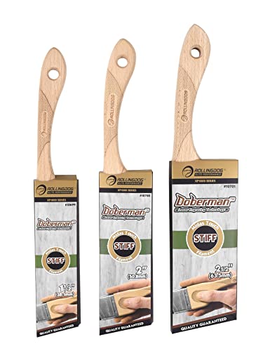 ROLLINGDOG 3pcs Angled Paint Brush Set - color: Stiff Bristles(pack of 3)