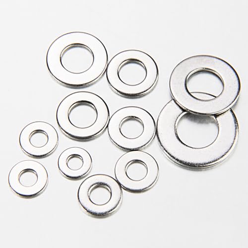 Linkup 150 Pcs 3/8” SAE Flat washers for Screws for Bolts (18-8) 304 Stainless Steel washers Assortment kit,Standard ANSI/ASME B18.22.1 Metal Washers Set - size: 3/8"