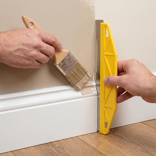 2PCS Paint Trim Guard 12 Inch Painters Straight Edge Stainless Steel Paint-Shield Paint Edger Tool for Walls Trim Painting Tool Straight Edge Tools for Precise Trimming (Yellow, Red)