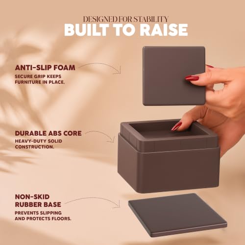 Utopia Bedding Adjustable Bed Risers 2 Inch, Brown, 4-Pack - color: Brown, size: 2 Inch (Pack of 4)