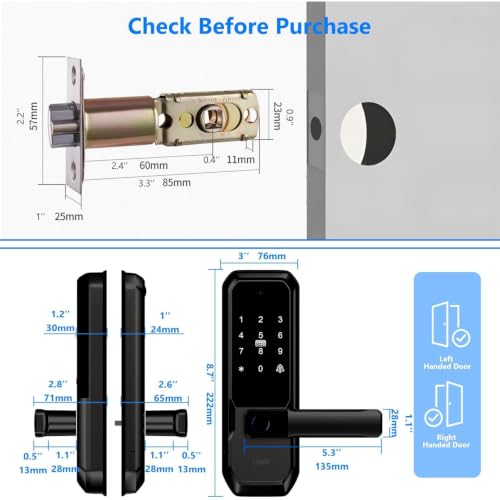 UMIKSMART WiFi Smart Door Lock with Camera, Fingerprint Keypad, App Control - color: Black