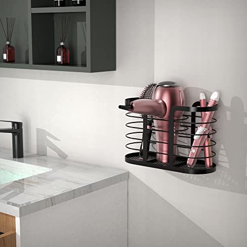 YIGII Hair Tool Organizer, Cabinet Door Storage Basket, Bathroom, Black - color: Black