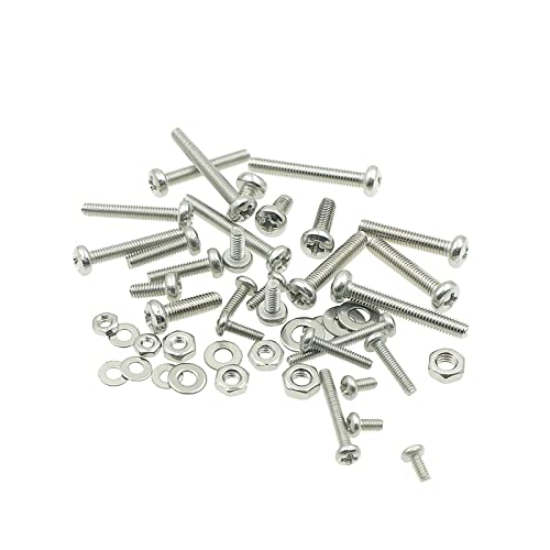 720PCS M2 M2.5 M3 Stainless Steel Phillips Pan Head Machine Screws Nuts Flat Washers Assortment Kit - size: M2, M2.5, M3