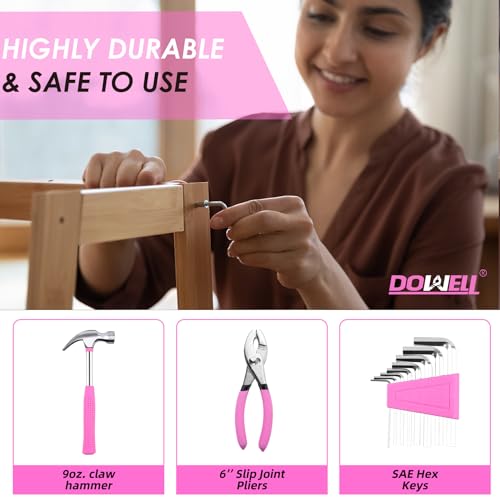 DOWELL Tool Set, 40 Pcs Tool Kit, Screwdriver Set With Storage Case, Pink - color: Pink