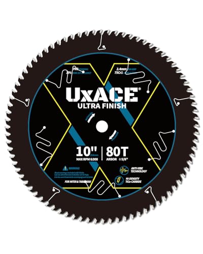 10-Inch 80-Tooth Circular Saw Blade with 5/8-Inch Arbor, Ultra Finish Wood Cutting, Carbide Tip, Thin Kerf, for Plywood, MDF, OSB, Laminated - size: 10", 5/8'' Arbor, 80T