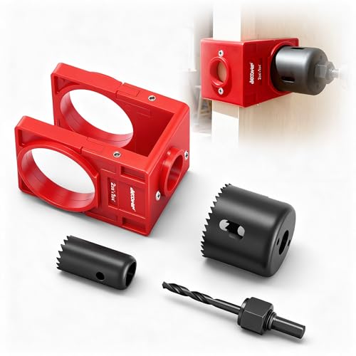 BECOWIN 1-3/8" - 1-3/4" Door Lock Installation Kit for Wood Doors Red