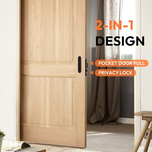 HBL' Pocket Door Lock with Handles Keyless Privacy Pocket Door Handle,Black - color: Black, size: Square
