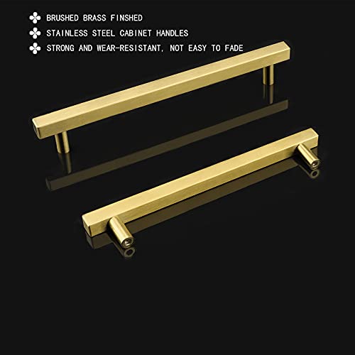 Goldenwarm 10 Pack 7-1/2 Inch Gold Cabinet Handles Brass Kitchen Pulls - color: Gold, size: 7-1/2 Inch Hole Center