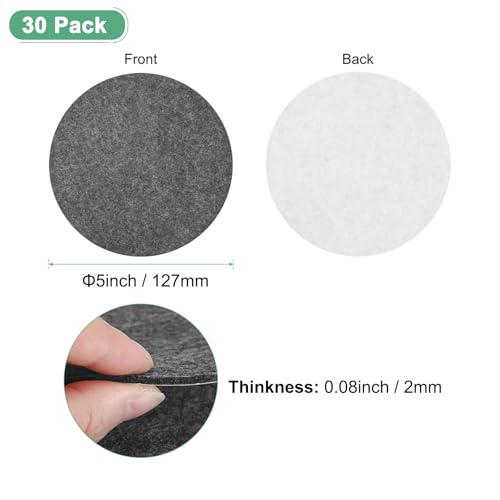 M METERXITY 30-Pack Lamp Base Felt, 5 Inch Dia. 2mm Thick Self Adhesive Round Fabric Felt Pads for Lamp/Furniture/DIY, Non-Slip Fiber Backed Patch Circles with Adhesive Backing [Grey] - color: Grey, size: 5" Dia