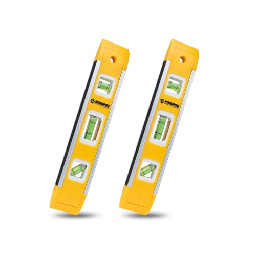 9 Inch Torpedo Level, Magnetic Box Level with 45°/90°/180° Bubbles, Shock Resistant Bubble Level Tool for Measuring - 2 PCS - size: 2 PCS