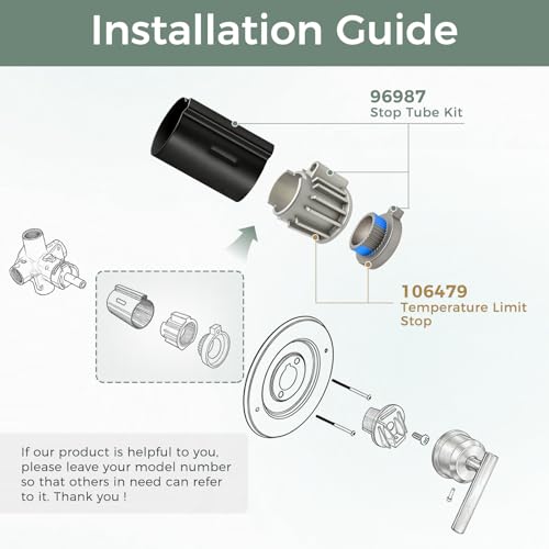 Compatible with Moen Stop Tube and Temperature Limit Stop Kit, Matte Black - color: Matte Black
