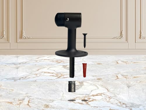 QCAA Solid Brass Door Stop, 3" Height, Matte Black, 1 Pack, Made in Taiwan - color: Matte Black (3"), size: 1 Pack
