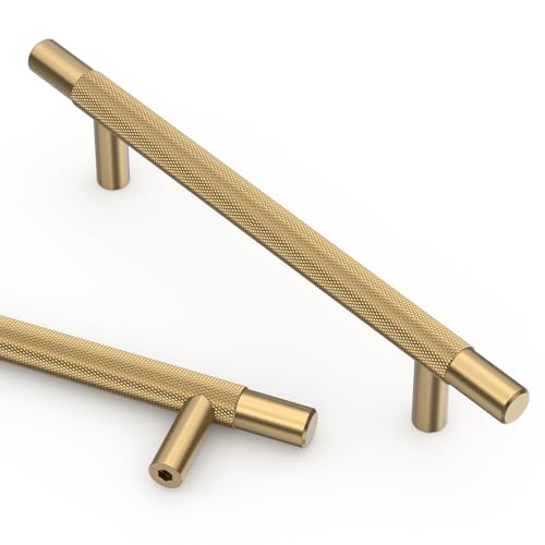 Asidrama 10 Pack 5 Inch(128mm) Champagne Bronze Knurled Kitchen Cabinet Handles, Cabinet Pulls Kitchen Cabinet Hardware for Cupboard Drawer Pulls - color: Champagne Bronze, size: 5" Hole Center