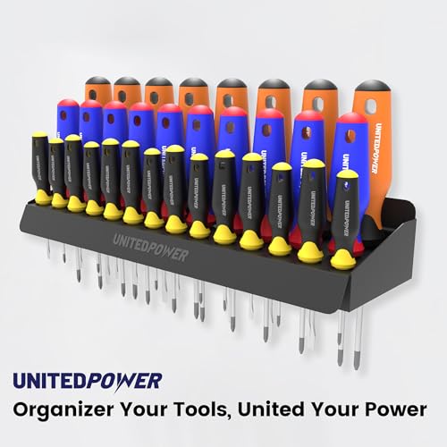 UNITEDPOWER Screwdriver Holder, Wall Mount Storage Rack Organizer for Workshop, Shed, Garage, Home, Stores up to 32 Screwdrivers or Small Tools - style: Screwdriver Holder