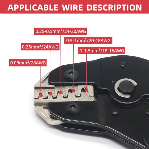 SN-68B Ratcheting Wire Crimping Tools for JST PH 2.0mm, XH 2.5mm, VH 3.96mm, JWPS 4.0mm Pitch, Dupont 2.54mm Pitch, Molex Style AMP JST TYCO Open Barrel Terminals, AWG28-16(0.08-1.5mm²)