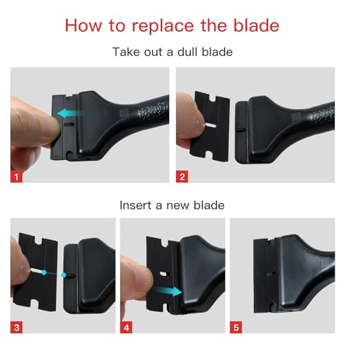 NEWISHTOOL 2 Pcs Long Handle Plastic Razor Blade Scraper and 100 PCS Blades