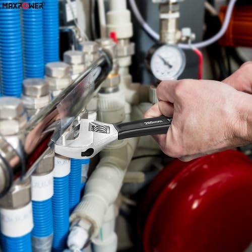MAXPOWER Adjustable Wrench Set, 3-Piece Adjustable Wrenches 6-inch, 8-inch, 10-inch, Metric & SAE Scales, Extra-Wide Jaw and Soft Grip Wrench Set - size: 6" 8" 10"