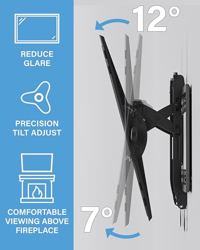 SANUS Preferred Extendable Tilt TV Wall Mount for 42 to 90 inch Screens up to 150lbs - 5.7” Extension Provides Max 12 deg Tilt to Reduce Glare - Easy DIY Install w/Included Hardware - SLT4-B1