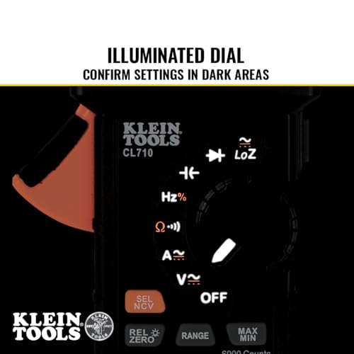 Klein Tools CL710 Digital Clamp Meter, Auto Ranging TRMS, AC/DC Volt/Current, LoZ, Continuity, Frequency, Capacitance, NCVT, More 1000V - size: Clamp Meter