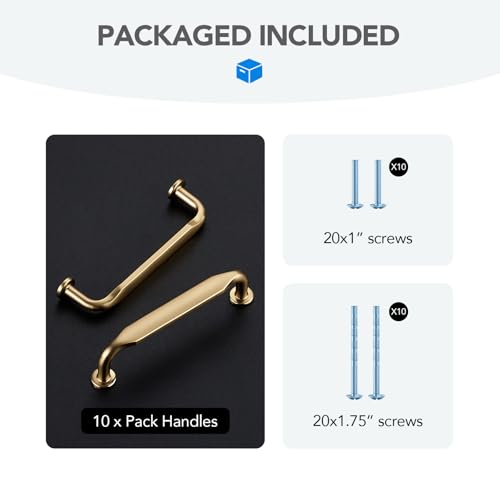 HOME EDIT Champagne Bronze Solid Cabinet Handles & Pulls 3-3/4 Inch 10 Pack - color: Champagne Bronze, size: 3-3/4 inches Hole Center