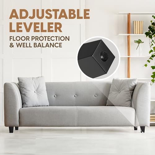 Yes4All 4 Inches Square Black Solid Wood Furniture Legs Set of 4, Heavy Duty 800 Lbs Capacity Furniture Legs with Leveler, Replacement Legs for Furniture, Couch, Sofa, Dresser, Ottoman - color: Square Black, size: 4 inch