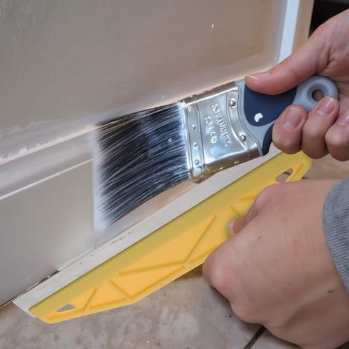Edge Painting Tool, Paint Edger Tool 12 Inch Painter's Trim Guard Professional Paint Shield Stainless Steel Straight Edge Tools for Precision Painting Trimming (Yellow)
