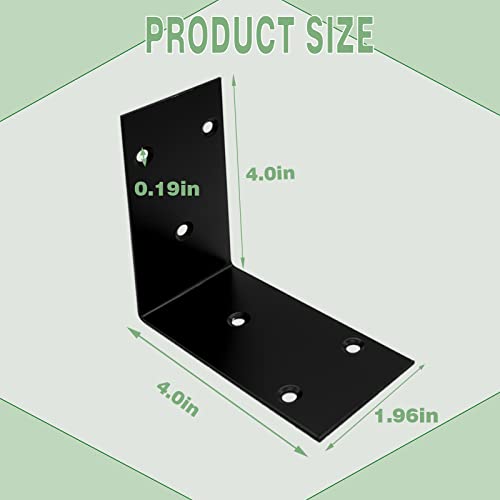 16Pcs Raised Garden Bed Corner Brackets, 4Inch Stainless Steel Bracket, Black Angle Brackets, L Corner Brace, Heavy Duty L Brackets 90° Metal Bracket for Wooden Furniture Timber （4 Different Sizes） - size: 16PCS-4'' L Brackets
