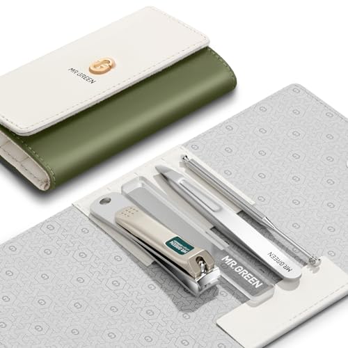 MR.GREEN Colorful Manicure Set Practical Pedicure Kits Nail Clippers Personal Care Tools Facial Hair Scissors with Fashion Case (Mr-6681 Green) - color: Mr-6681 Green