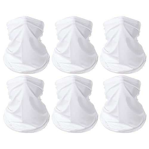 6 Pieces Summer Face Cover Scarf Mens Neck Gaiter For Men Women UV Protection Face Breathable Sun Protection Cycling Running - color: White(6-pack)