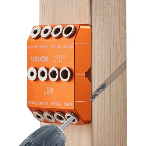 VEVOR Drill Guide, 30/45/ 90 Degree Angle 4 Sizes Portable Precision Drilling Guide Jig, for Drilling Angled or Horizontal Holes, Aluminum Alloy, for Deck Cable Railing Wood Post Stair Handrail - size: Pro, style: Drill Guide