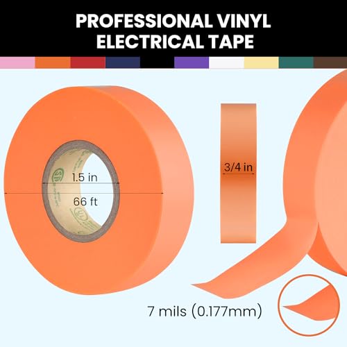 Lichamp 10-Pack Colored Electrical Tape Waterproof, 3/4 in x 66ft, UL/CSA