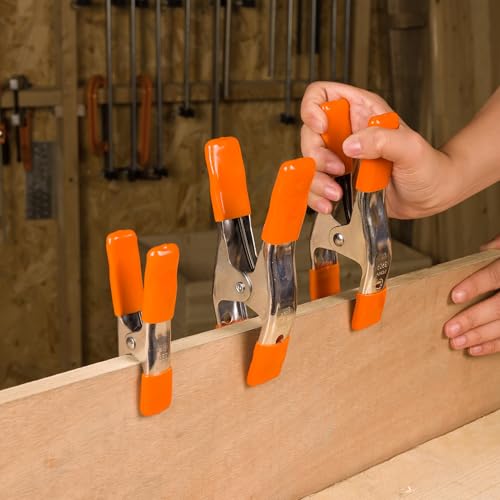 PONY 6" & 4" Heavy Duty Metal Spring Clamps with Protective Tips, 10-Piece | 2" & 1" Jaw Opening, Protective Handles and Tips, Metal Spring Clamps for Woodworking and DIY Projects - size: 6 Inch & 4 Inch 10-Piece