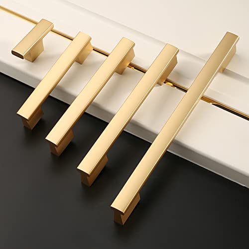 Asidrama 10 Pack 3.75 Inch(96mm) Matte Champagne Gold Kitchen Cabinet Handles Gold Cabinet Pulls Cabinet Hardware for Cupboard Drawer - color: Gold, size: 3.75" Hole Center(96mm)