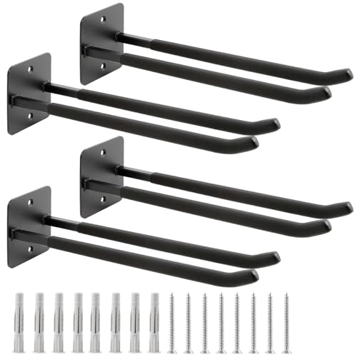 Sinoer 4 Pack Steel Wall Mount Double Garage Storage Hooks - style: 4pc Upgraded Square tube hooks -14"