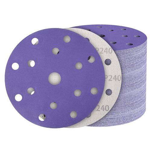 50Pcs 6 Inch Sanding Discs 240 Grit, Hook and Loop Orbital Sandpaper - style: 240Grit-50Pcs