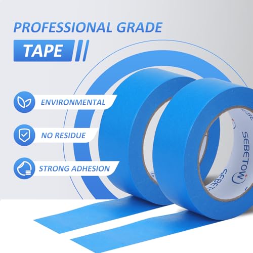 10Rolls Painters Tape 1.5 inch Wide Bulk Blue Masking Tape 1.41in x 55yards - size: 1.41 inch × 10 Rolls