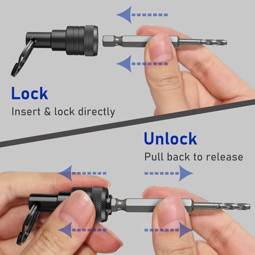 Enhanced Non-Slip Bit Holder Key Chain 6pc, Drill Bit Holder for 1/4 Inch Hex Shank Bits, Bit Holders for Impact Driver Drill Bit Extension, Screwdriver Bit Holder, Quick Change & Easy Access, Black - color: Black