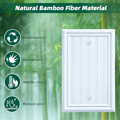 White Natural Material Switch Plates/Blank Wall Plate Covers (4-Pack) - size: Single Blank